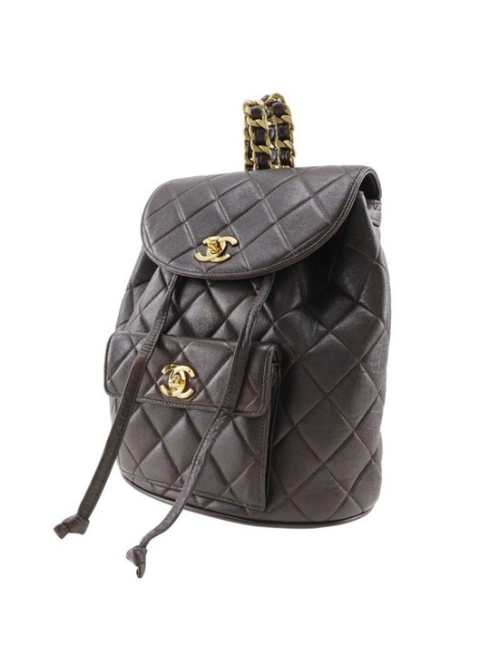 Chanel Quilted Vintage Lambskin Brown Backpack Daypack